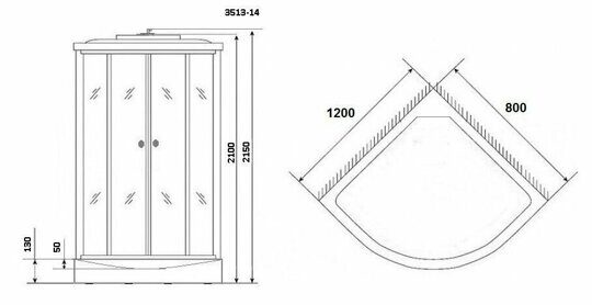 Душевая кабина Niagara NG-3513-14R (1200х800х2150) низкий поддон(13см) стекло ТОНИРОВАННОЕ 3 места