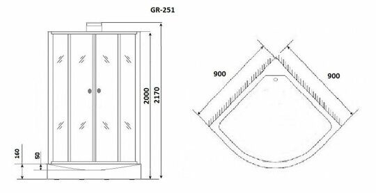 Душевая кабина Grossman GR251 (90*90*217) 6 мест