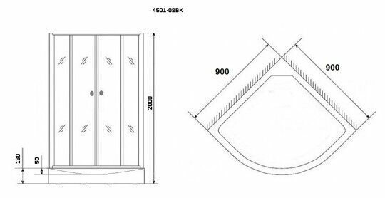 Душевая кабина Niagara NG-4501-14BK (900х900х2000) низкий поддон(13см) стекло МОЗАИКА 3 места