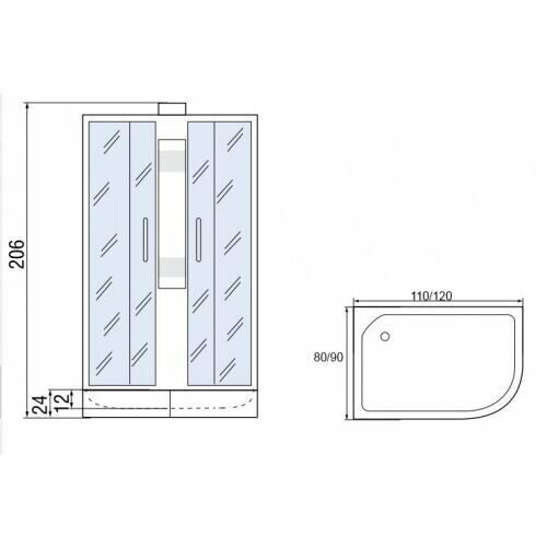 Душевая кабина Мономах Б/К 120/90/24 МЗ R 1200*900*2060