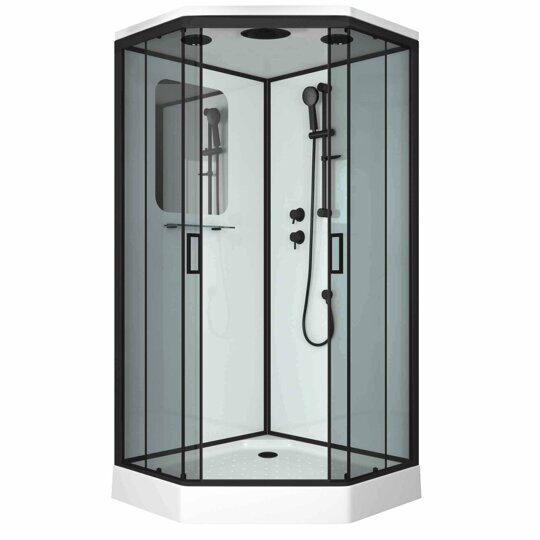 Душевая кабина Niagara NG-6902-01D BLACK (1000х1000х2200) низкий поддон (16 см) стекло ТОНИРОВАННОЕ, 4 места