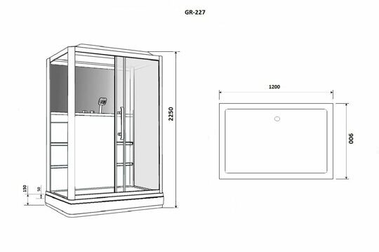 Душевая кабина Grossman GR227R (90x120x225) 3 места