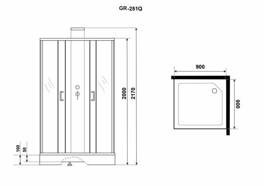 Душевая кабина Grossman GR251Q (90*90*217) 6 мест