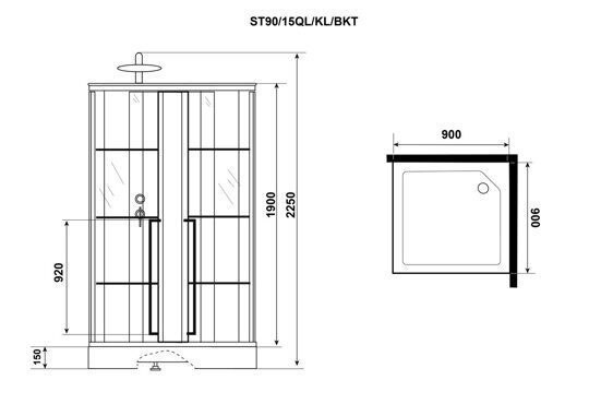 Душевая кабина Niagara Standart ST90/15QL/KL/BKT (900х900х2250) 3 места